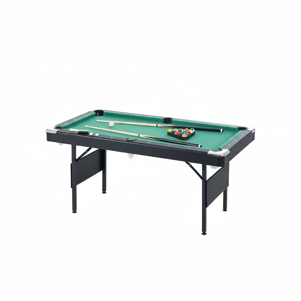 65.75 In. Green Portable Pool Table Game Billiard Table - Includes Full Set of Balls 1 Brush 1 Triangle Rack 2 Chalk