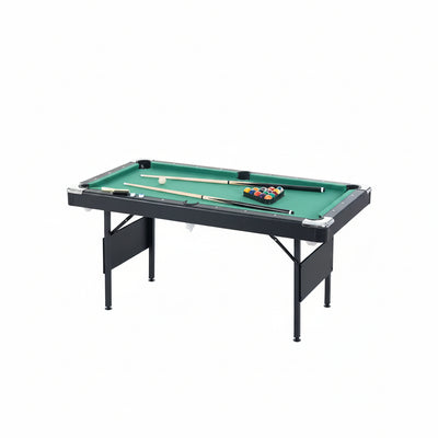 65.75 In. Green Portable Pool Table Game Billiard Table - Includes Full Set of Balls 1 Brush 1 Triangle Rack 2 Chalk
