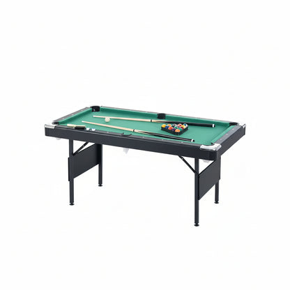 65.75 In. Green Portable Pool Table Game Billiard Table - Includes Full Set of Balls 1 Brush 1 Triangle Rack 2 Chalk