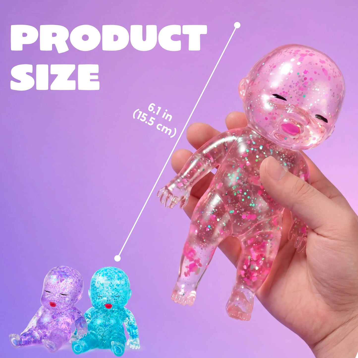 JOYIN 1PCS/3PCS Baby Stress Relief Toys, Baby Glitter Squishy Toys, Slow Rising Toys for Kids & Adults, Anxiety Relief Fidget Sensory Toy, Soft Squeeze Decompression Dough for Adults Gifts, Party Favors, Office Desk Decorations