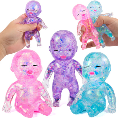JOYIN 1PCS/3PCS Baby Stress Relief Toys, Baby Glitter Squishy Toys, Slow Rising Toys for Kids & Adults, Anxiety Relief Fidget Sensory Toy, Soft Squeeze Decompression Dough for Adults Gifts, Party Favors, Office Desk Decorations