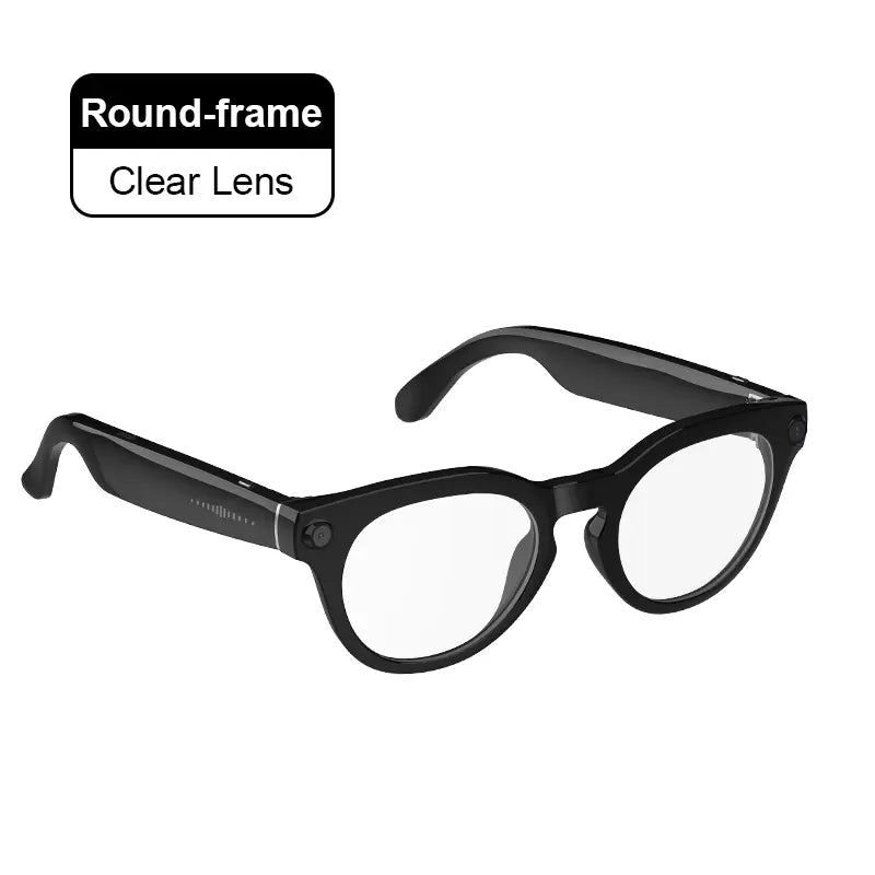 Smart Bluetooth Glasses with Camera, 1080P Video Recording Wearable Glasses, Multifunctional Wireless Audio Glasses with Headphone, Outdoor Sports Camera Sunglasses with Intelligent Voice Assistant, Anti-Blue Light Protection Eyeglass