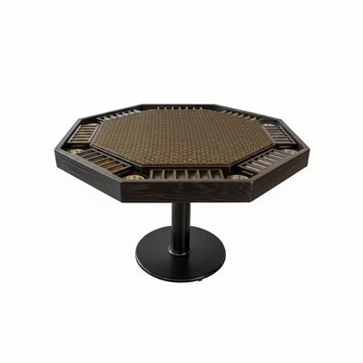 Lost Mill 8 Station Poker Table 1 Quantity in Mocha Oak 1 Pack with 8 Solid Wood Chip Trays