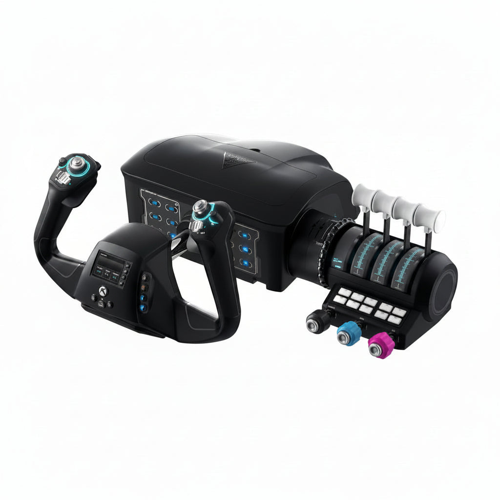Flight Control System Built for Complete Simulation, 180-Degree Yoke, Modular Throttle, Hall Effect Sensor