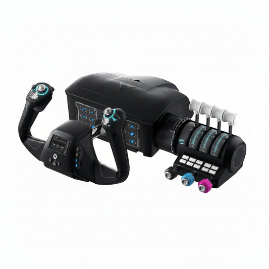 Flight Control System Built for Complete Simulation, 180-Degree Yoke, Modular Throttle, Hall Effect Sensor