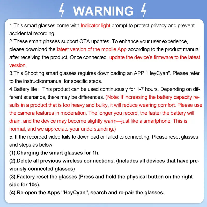 Smart Bluetooth Glasses with Camera, 1080P Video Recording Wearable Glasses, Multifunctional Wireless Audio Glasses with Headphone, Outdoor Sports Camera Sunglasses with Intelligent Voice Assistant, Anti-Blue Light Protection Eyeglass