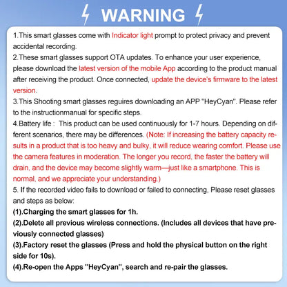Smart Bluetooth Glasses with Camera, 1080P Video Recording Wearable Glasses, Multifunctional Wireless Audio Glasses with Headphone, Outdoor Sports Camera Sunglasses with Intelligent Voice Assistant, Anti-Blue Light Protection Eyeglass