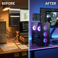 Gaming PC Desktop Built to Deliver High FPS, AMD Ryzen 7 8700F, RTX 5060 Ti, 32GB DDR5, 1TB NVMe SSD — Before & After