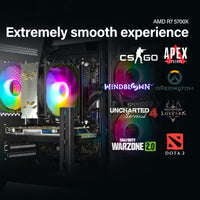 Gaming PC Desktop, Ryzen 7 5700X, RTX 3050 6GB, 16GB DDR4 RAM, 512GB Nvme SSD, Wifi 6, Black Prebuilt Gaming Computer Tower